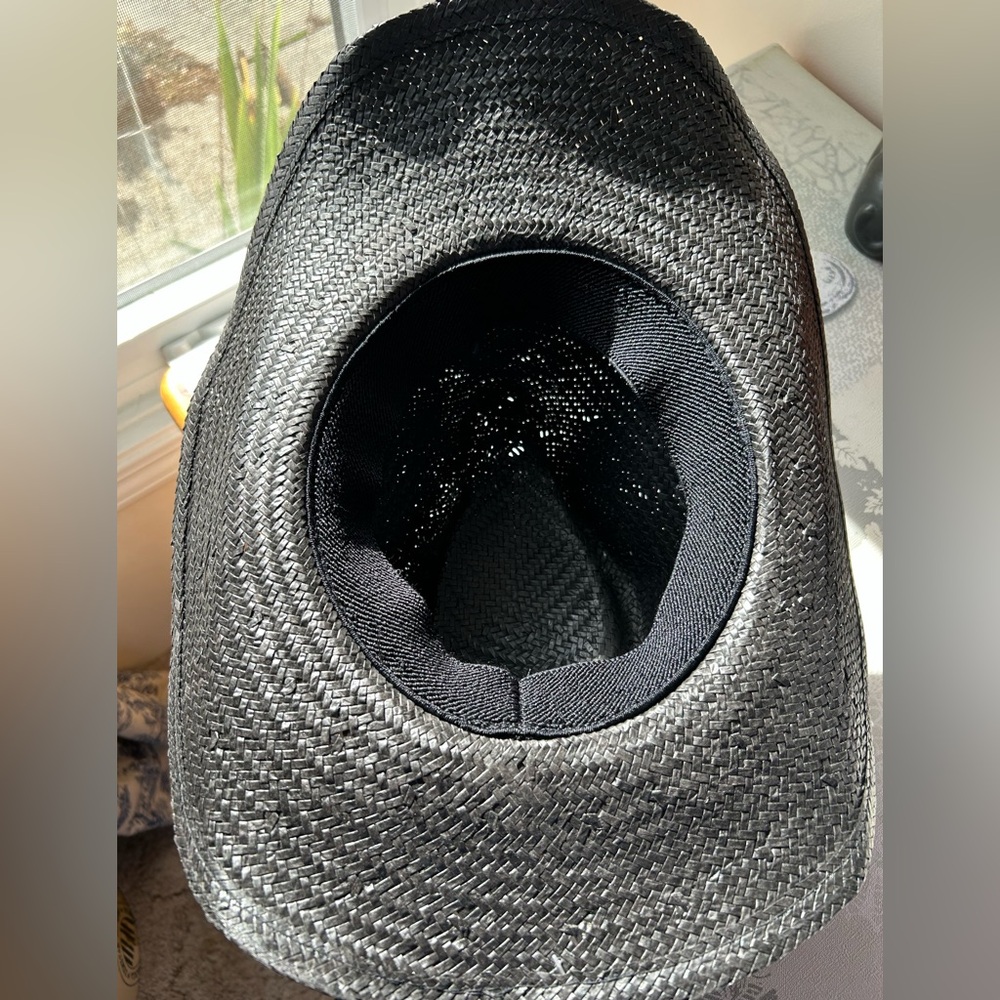 NWT Black Woven Cowboy Hat with Blue Embroidery - Picture 4 of 4